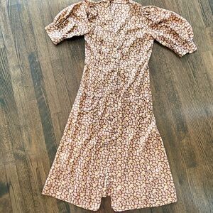 Vintage Elegant Brown Patterned Dress
